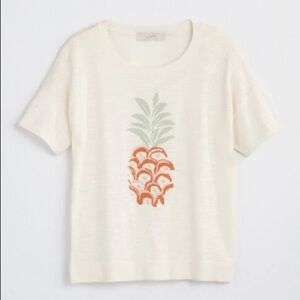 LOFT Pineapple Intarsia Knit Short Sleeve Sweater